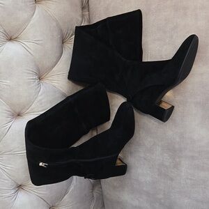 Tory Burch Laila over the knee black suede boots, size 5